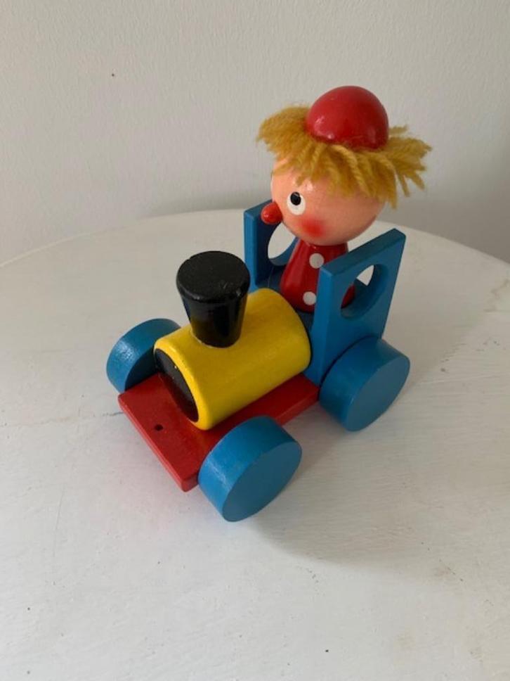 Oud houten trekpoppetje. Clowntje /mannetje trekbeest., Kinderen en Baby's, Speelgoed | Houten speelgoed, Zo goed als nieuw, Duw- of Trekspeelgoed