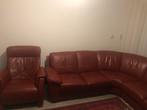 Rode leren bank - Zo goed als nieuw!, Ophalen, Zo goed als nieuw, Leer