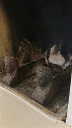 Vintage Franse Vuurbokken met Klassieke Motieven, Ophalen, Gebruikt, Inzethaard, Houthaard