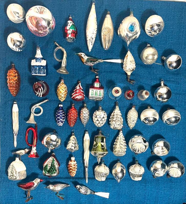 Collectie met 49 oude kerstballen, Diversen, Kerst, Gebruikt, Ophalen