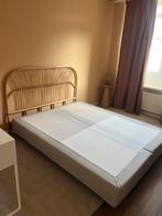 Beige boxspring bedrok 160x200 | zandkleurige boxspring hoes, Ophalen, Zo goed als nieuw, Tweepersoons