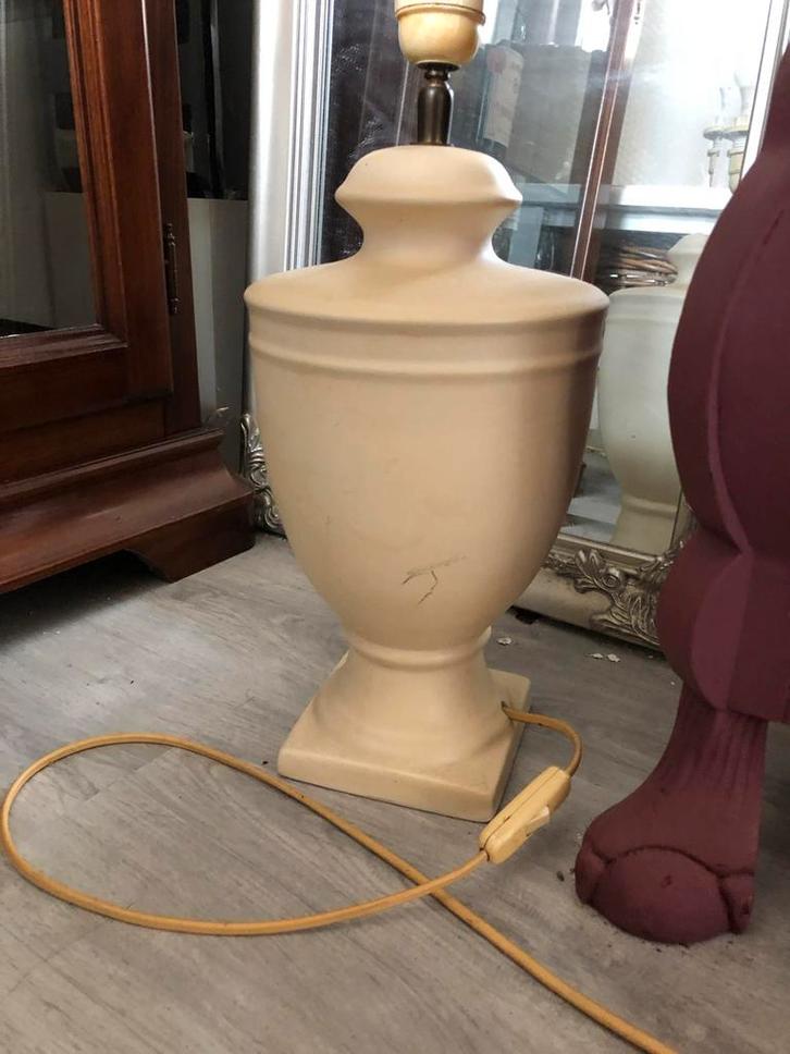 Vintage Tafellamp - Beige Keramiek, Huis en Inrichting, Lampen | Vloerlampen, Gebruikt, Minder dan 100 cm, Overige materialen
