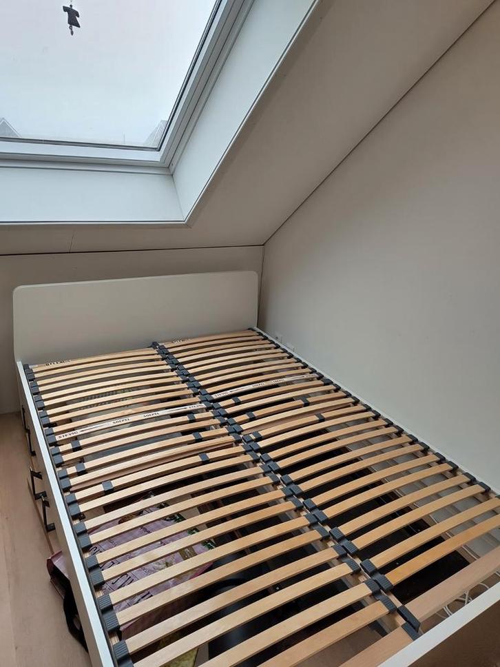 Ikea Malm bed 140x200 wit met lattenbodem, Huis en Inrichting, Slaapkamer | Matrassen en Bedbodems, Gebruikt, 140 cm, 200 cm, Tweepersoons