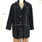 Vintage Donna D suède leer imitatie bont jas Sz 40, Maat 38/40 (M), Donna D, Verzenden, Zwart