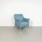 1x Leolux Mayuro Fauteuil Lichtblauw Leer - Chroom, Niet ingevuld, Minder dan 75 cm, Niet ingevuld, Ophalen of Verzenden