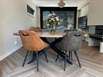 Eettafelset met stoelen, Huis en Inrichting, Tafels | Eettafels, Ophalen, Gebruikt, Eikenhout, 200 cm of meer
