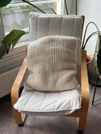 Ikea fauteuil hout met wit en voetenbankje, Huis en Inrichting, Gebruikt, Hout, Ophalen
