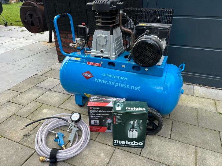 Airpress HL 340/90 compressor complete set, Doe-het-zelf en Verbouw, Compressors, Zo goed als nieuw, 10 bar of meer, 25 tot 100 liter