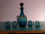 Antiek glazen karafje ca.20x10cm +4 glaasjes:4x5cm, Antiek en Kunst, Antiek | Glas en Kristal, Ophalen