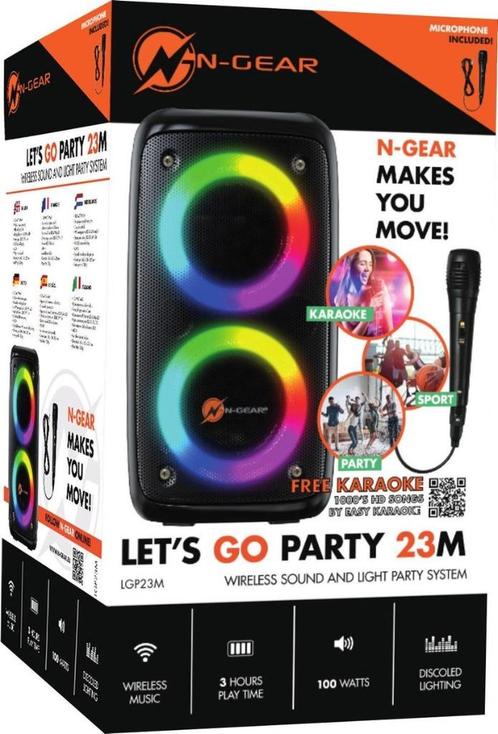 N-Gear Let’s Go Party - Draadloze box en karaoke machine, Audio, Tv en Foto, Karaoke-apparatuur, Nieuw, Complete set, Ophalen of Verzenden