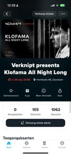 Verknipt presents klofama all night long 3 tickets, Eén persoon