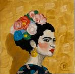 Portret Frida Kahlo Shine in lijst miniatuur, Antiek en Kunst, Kunst | Schilderijen | Modern, Ophalen of Verzenden