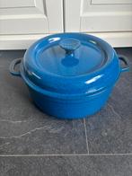 Invicta geëmailleerde gietijzeren braadpan blauw, Ophalen of Verzenden, Zo goed als nieuw, Gietijzer, Koekenpan of Braadpan