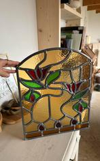 Glas in lood raam met bloemen, Doe-het-zelf en Verbouw, Glas en Ramen, Gevelraam of Ruit, Minder dan 80 cm, Ophalen of Verzenden