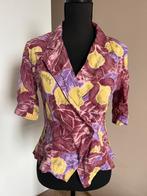 vintage dames blouse overhemd shirt S '70 '80 bloemen top, Paars, Ophalen of Verzenden, Zo goed als nieuw, Vintage