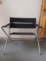 Moderne inklapbare stoel staal met zwarte stof, Huis en Inrichting, Stoelen, Ophalen, Gebruikt, Zwart, Stof