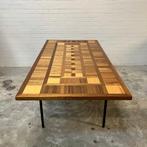 Vintage design tafel ingelegde houten eettafel buro, Ophalen, Gebruikt, 200 cm of meer, 50 tot 100 cm