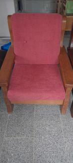 Heerlijk zittende luie stoel eikenhout met nieuwe kussens 2x, Huis en Inrichting, Stoelen, Ophalen, Gebruikt, Bruin, Eén