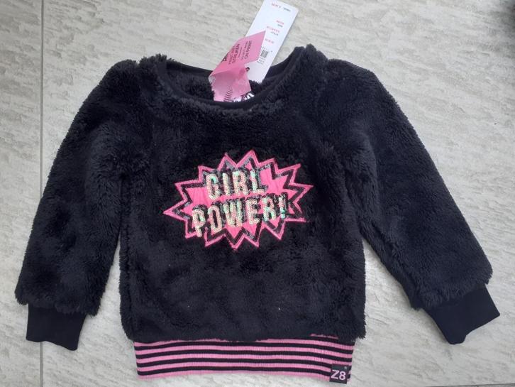 Z8 teddy sweater trui zwart Girl Power maat 92 / 98 NIEUW, Kinderen en Baby's, Kinderkleding | Maat 92, Nieuw, Meisje, Trui of Vest