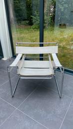 Wassily italian leather 2 wit leren stoelen, Ophalen, Gebruikt, Wit, Leer