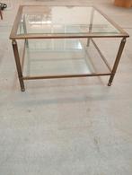 Vintage/ design salon tafel messing met geslepen glas, Huis en Inrichting, Tafels | Salontafels, 50 tot 100 cm, Minder dan 50 cm