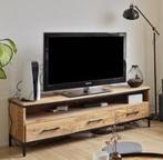 Tv meubel, Huis en Inrichting, Kasten | Televisiemeubels, Ophalen, Mangohout/metaal, 100 tot 150 cm, Zo goed als nieuw