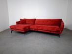 Velourse 4 zits Hoekbank Rood | GRATIS BEZORGING | Gereinigd, 250 tot 300 cm, Hoekbank, Ophalen of Verzenden, Zo goed als nieuw