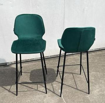 4 stuks Luxe velvet groene halfhoge barkrukken kookeiland beschikbaar voor biedingen