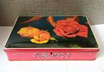 vintage superchocolade jacques  rode en oranje rozen, Verzamelen, Blikken, Ophalen of Verzenden, Gebruikt, Overige, Overige merken