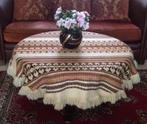 Vintage/retro wollen tafelkleed rond crème, bruin klassiek, Huis en Inrichting, Stoffering | Tapijten en Kleden, Crème, Vintage / klassiek