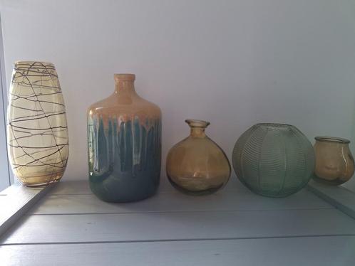5 x bloemen vaas geel/groen   30 to 15 cm hoog   v.a. 2,50, Huis en Inrichting, Woonaccessoires | Vazen, Zo goed als nieuw, Geel