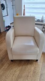 Creme wit leren fauteuil, Ophalen, Gebruikt, 50 tot 75 cm, Leer