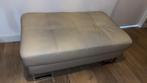 Voetenbank van beige leer, Huis en Inrichting, Banken | Voetenbanken en Poefen, Ophalen, Gebruikt, 100 tot 125 cm, Leer
