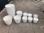 Witte bloempotten set merk elho, Kunststof, Gebruikt, 40 cm of meer, Rond