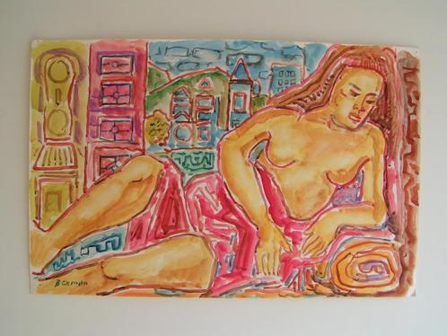 H.Bekman prachtige pose "liggende vrouw" Acrylverf (NHS), Antiek en Kunst, Kunst | Tekeningen en Foto's, Verzenden