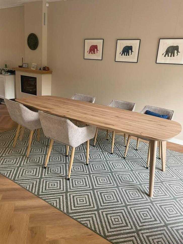 Massief Eiken Tafels - Deens (Ovaal) - Taps toelopende Poten, Huis en Inrichting, Tafels | Eettafels, Nieuw, 200 cm of meer, Vijf personen of meer