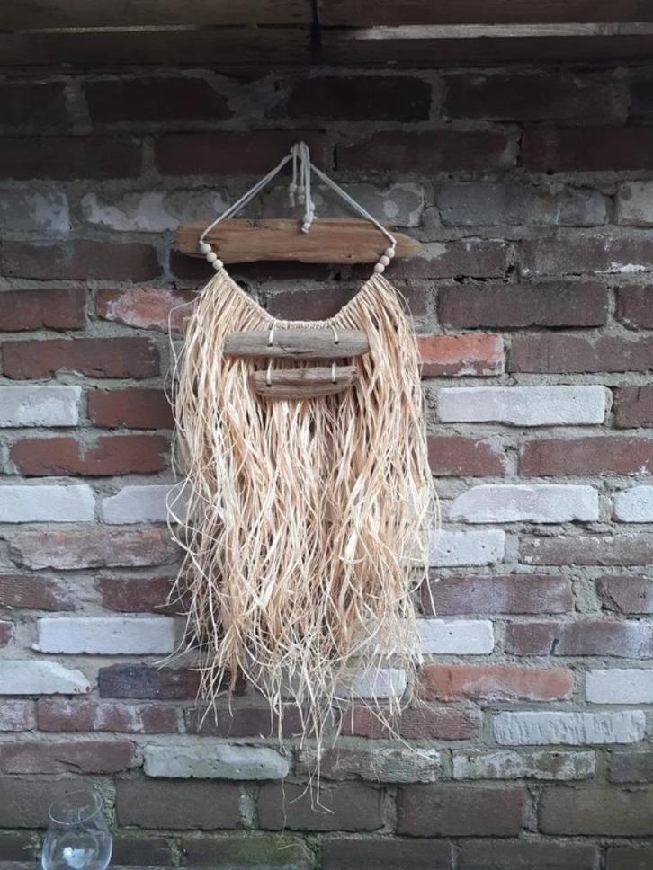 Raffia wandhanger, muurhanger, wanddecoratie, Huis en Inrichting, Woonaccessoires | Wanddecoraties, Nieuw, Ophalen of Verzenden