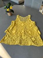 Mosterdgeel Made in Italy laagjes top met kant, maat L, Kleding | Dames, Tops, Made in Italy, Verzenden, Geel, Maat 42/44 (L)