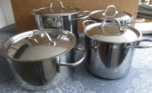 1 rvs BK kookpan / 3 delige set rvs pannen merkloos, Huis en Inrichting, Keuken | Potten en Pannen, Gebruikt, Pannenset, Rvs, Ophalen of Verzenden