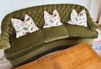 Vintage groen bankstel met franjes mohair velours velvet top, Ophalen of Verzenden, Zo goed als nieuw