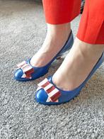 Lola Ramona Blauwe pumps met rood wit details - maat 38, Gedragen, Pumps, Verzenden, Rood