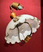 Vintage hanglamp porselein melkglas met bloemenmotief, Huis en Inrichting, Ophalen, Gebruikt, Glas, 75 cm of meer