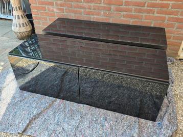 Ikea Besta TV meubel zwart met glasplaat