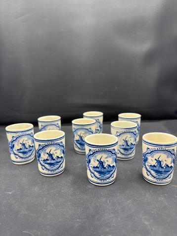 Delfts Blauwe Borrelglaasjes Set 9 stuks beschikbaar voor biedingen