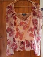 top/blouse gebloemd en bruin, Maat 38/40 (M), Ophalen of Verzenden, Lange mouw, Roze