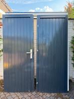 Hardhouten dubbele tuinpoort met kozijn en SKG 3 ️ slot, Ophalen, Gebruikt, 200 cm of meer, 150 tot 200 cm