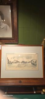 P. Holleman - Handgekleurde pentekening dorpsgezicht 1976, Antiek en Kunst, Ophalen