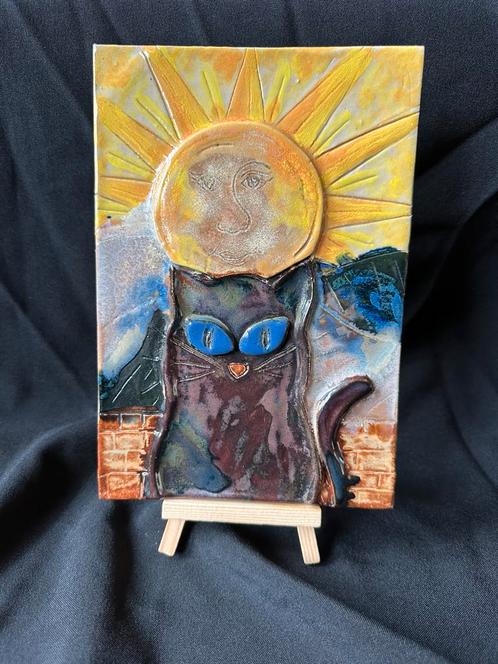 Keramiek kat tegeltje, Antiek en Kunst, Kunst | Schilderijen | Modern, Ophalen