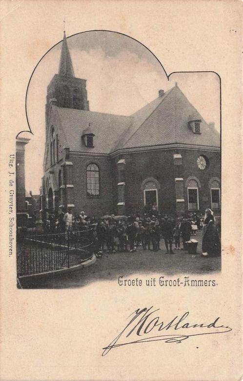 JL100 Groot Ammers Groete uit 1902, Verzamelen, Ansichtkaarten | Nederland, Gelopen, Zuid-Holland, Voor 1920, Verzenden