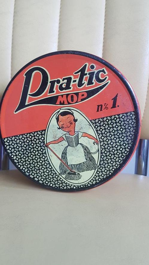 Pra-tic mop blik vintage jaren 40, Verzamelen, Blikken, Gebruikt, Overige, Overige merken, Ophalen of Verzenden